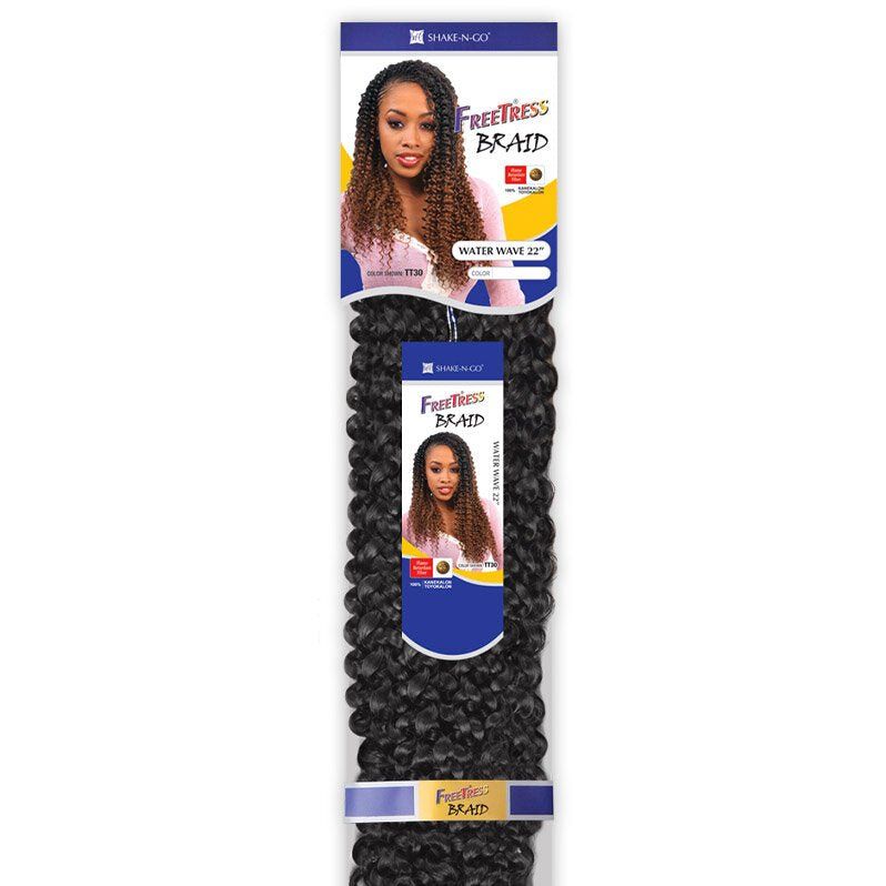 Shake n Go Freetress Water Wave Bulk 22" – Soft, Natural - Looking Braiding Hair for Boho Styles, Curls & Locs | Tangle - Free, Lightweight Fiber - Beauty Exchange Beauty Supply
