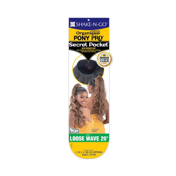 Shake - N - Go Organique Pony Pro Secret Pocket – Loose Wave 26" | Soft, Defined Waves for Instant Glam | Secure Fit & Easy Install - Beauty Exchange Beauty Supply