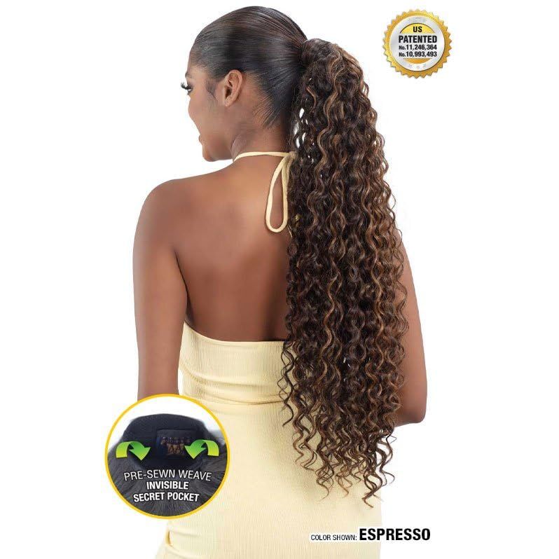Shake - N - Go Organique Pony Pro Secret Pocket – Spanish Curl 26" | Voluminous, Defined Curls for Quick & Easy Ponytails | Lightweight & Secure - Beauty Exchange Beauty Supply