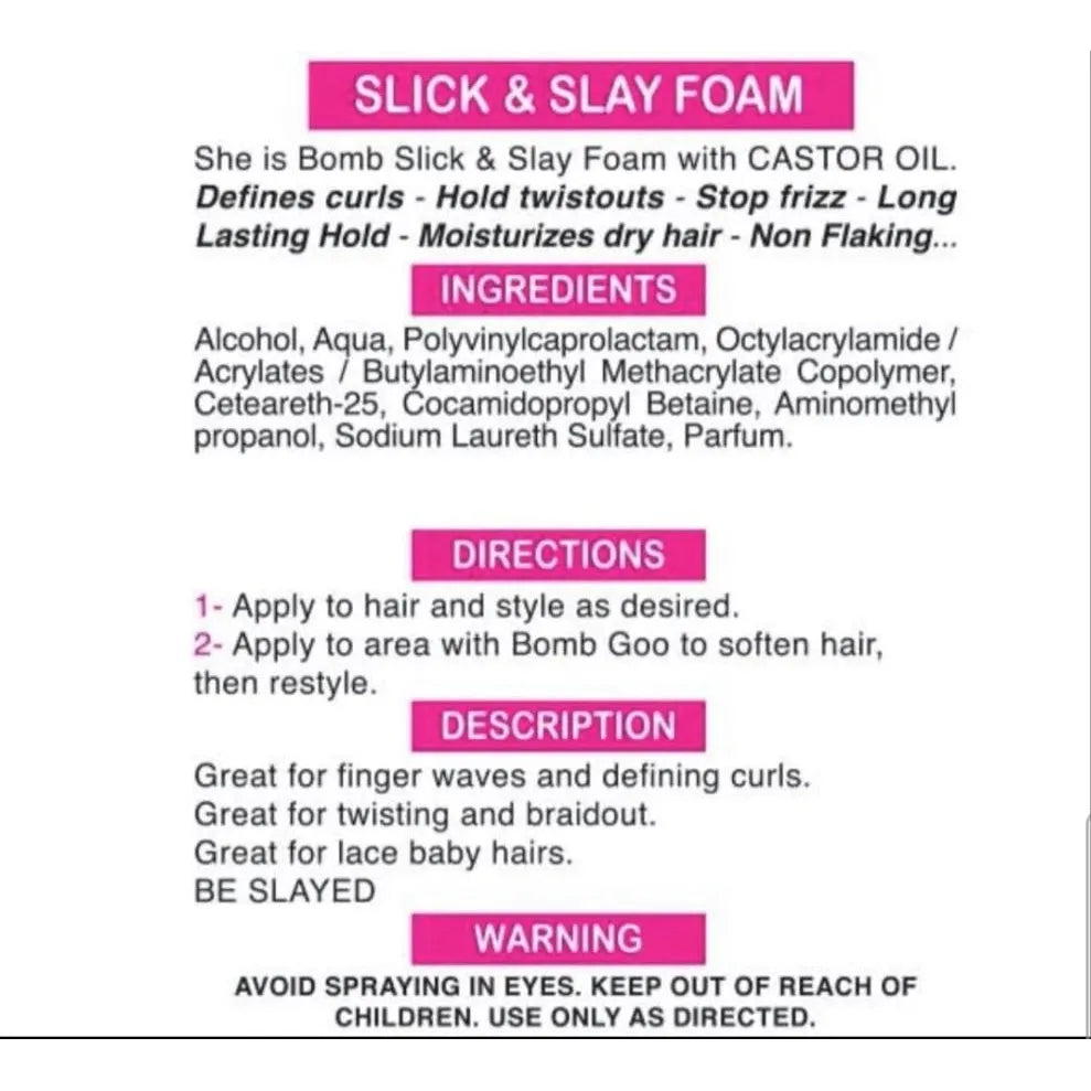 She Is Bomb Collection Slick and Slay Foam – 7 oz - Beauty Exchange Beauty Supply