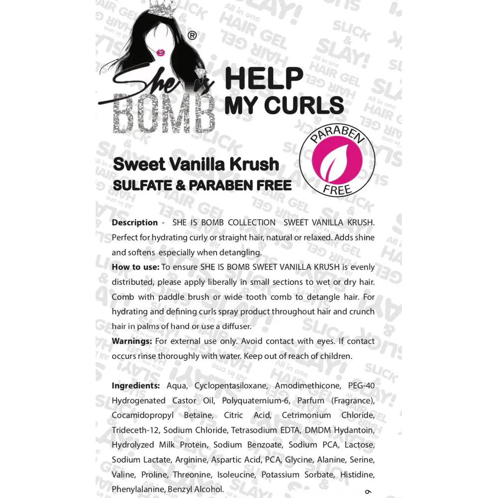 She Is Bomb Sweet Vanilla Krush Leave - In Curl Definer - Beauty Exchange Beauty Supply