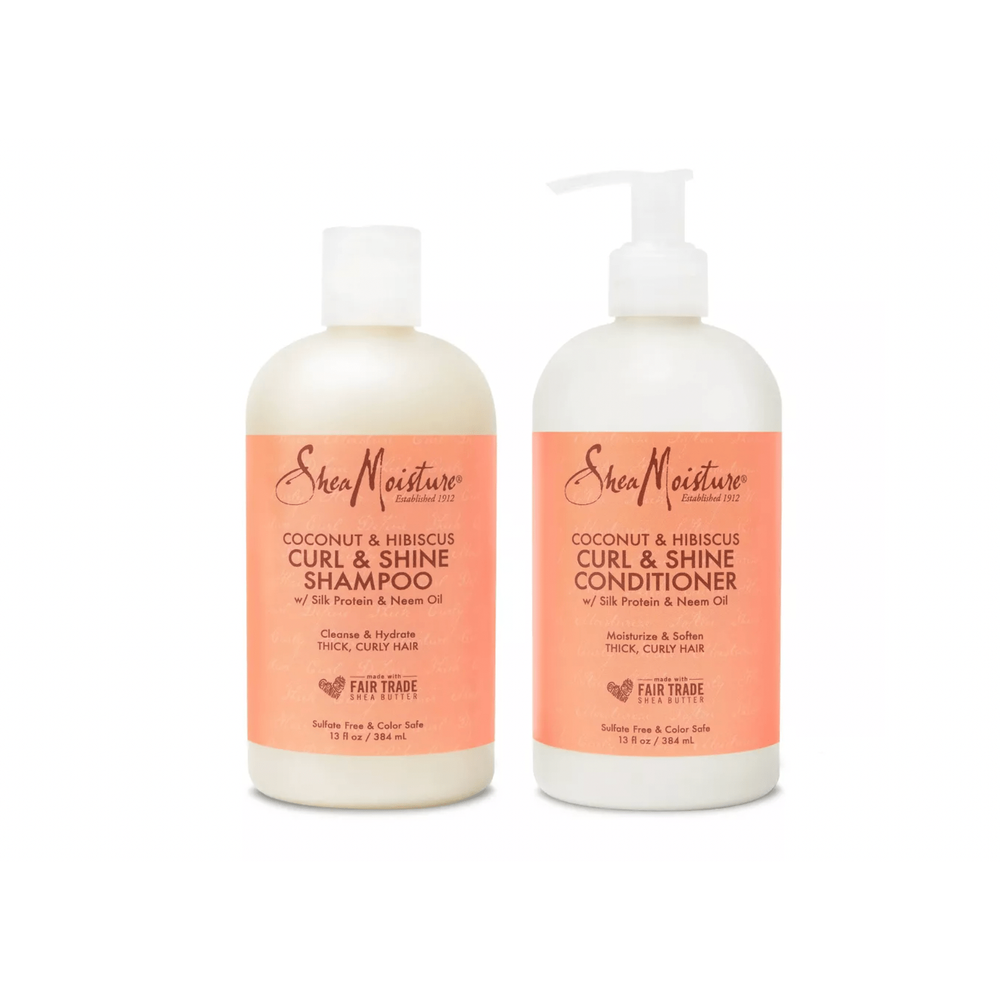 SheaMoisture Coconut & Hibiscus Curl & Shine Shampoo and Conditioner - Beauty Exchange Beauty Supply