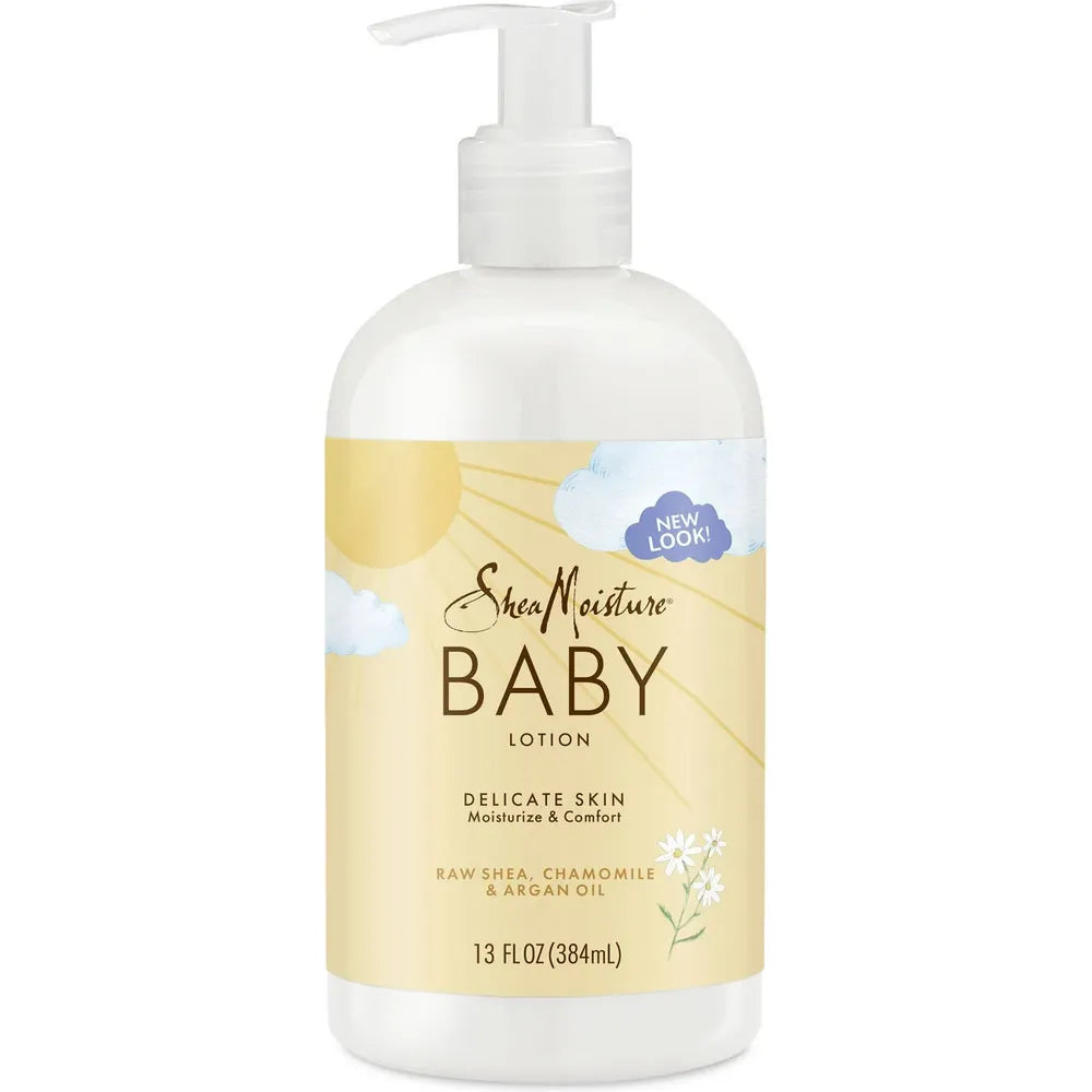 SheaMoisture Raw Shea Chamomile & Argan Oil Baby Lotion | Gentle Moisturizer for Delicate Skin – 13 oz - Beauty Exchange Beauty Supply
