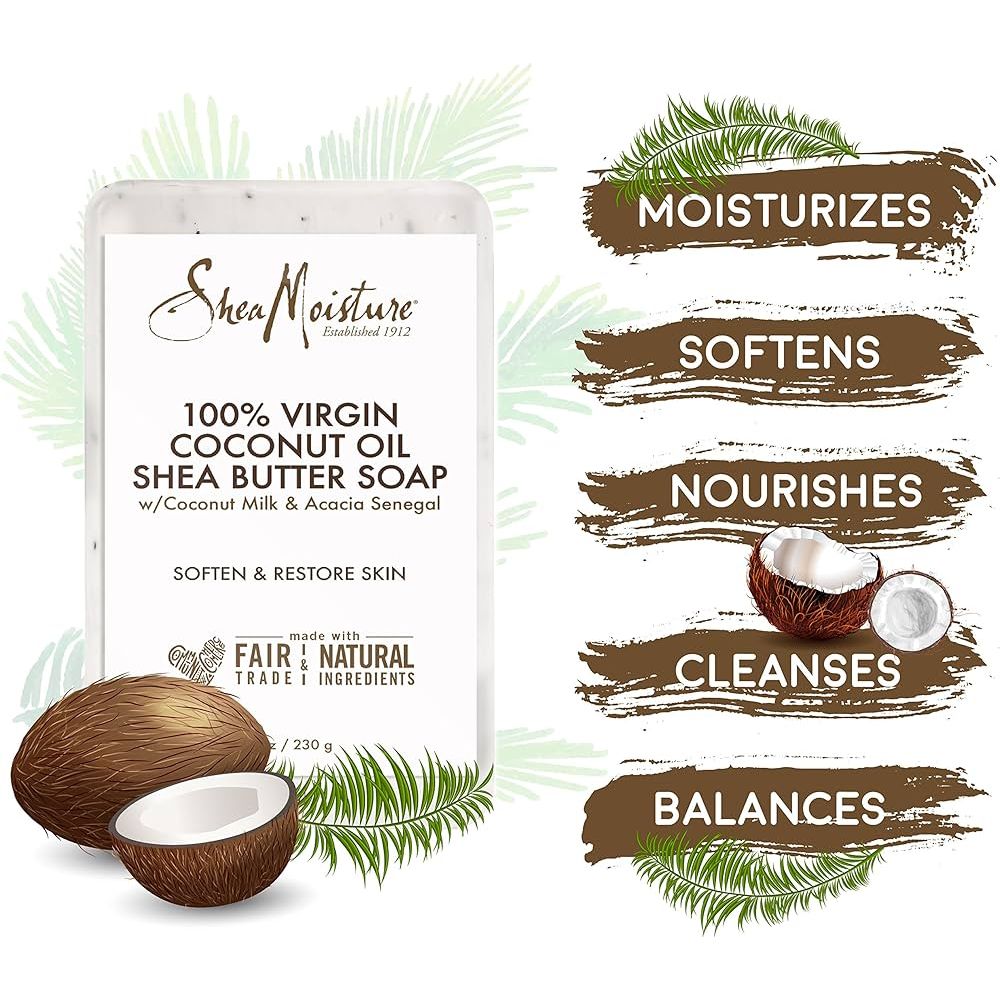 SheaMoisture Shea Butter Soap – Deep Moisture & Radiance – 4 Nourishing Variants - (Raw Shea Butter, Coconut Milk, Coconut & Hibiscus, Olive & Green Tea) - 8 oz - Beauty Exchange Beauty Supply