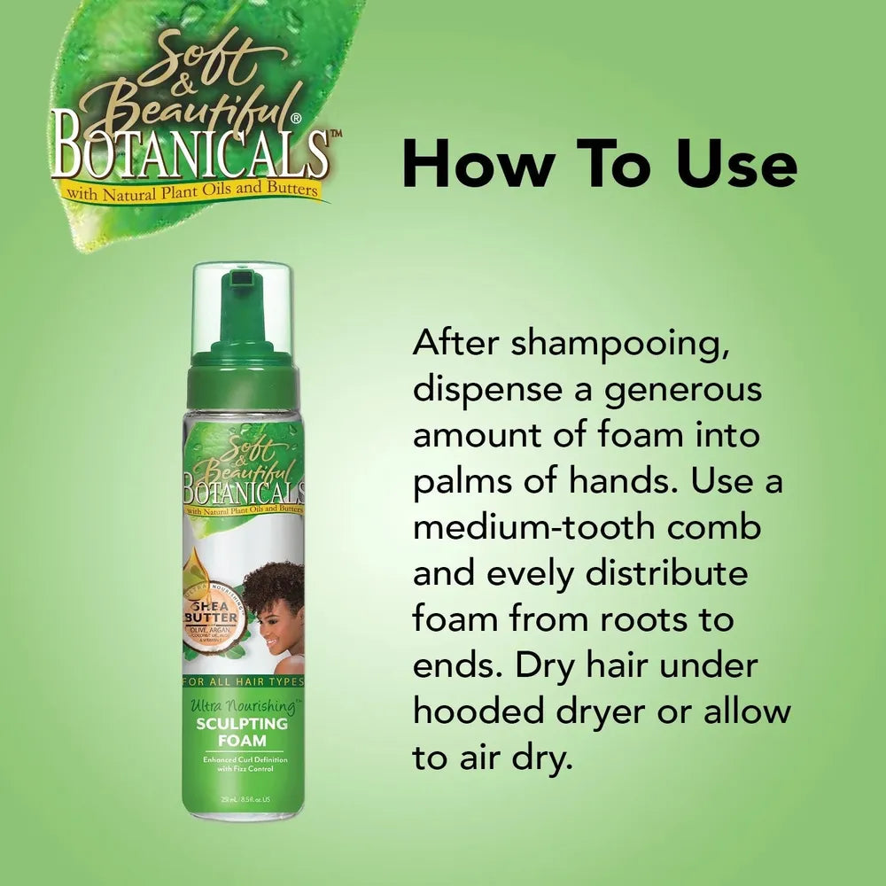 Soft & Beautiful Botanicals Ultra Nourishing Sculpting Foam – Moisture & Hold for Natural Styles (8.5 fl oz) - Beauty Exchange Beauty Supply