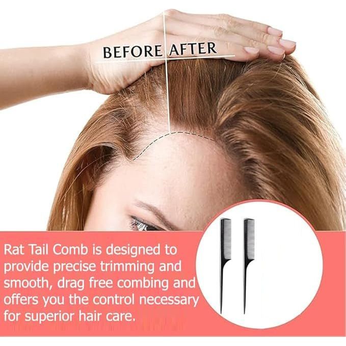 Sturdy | Rat Tail Comb Fine - tooth Hair Combs | Thin & Long Handle | - Beauty Exchange Beauty Supply