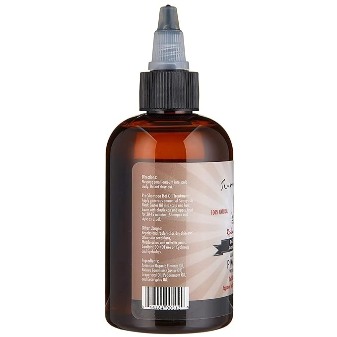 Sunny Isle Jamaican Organic Pimento Oil with Black Castor Oil | 4 oz | Scalp Nourishment, Hair Strengthening & Body Relief - Beauty Exchange Beauty Supply