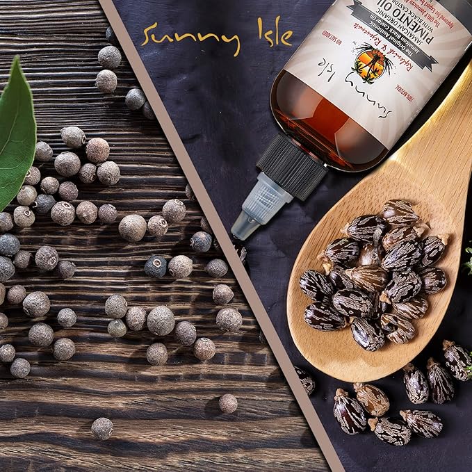 Sunny Isle Jamaican Organic Pimento Oil with Black Castor Oil | 4 oz | Scalp Nourishment, Hair Strengthening & Body Relief - Beauty Exchange Beauty Supply