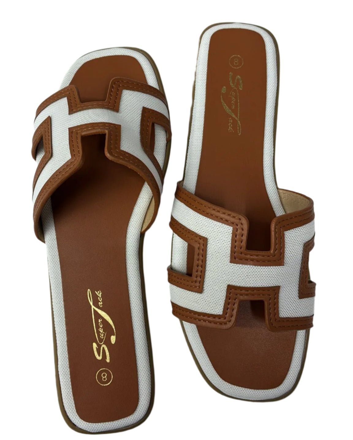 SuperJack White/Brown Sandal – Style SJ2501 - Beauty Exchange Beauty Supply