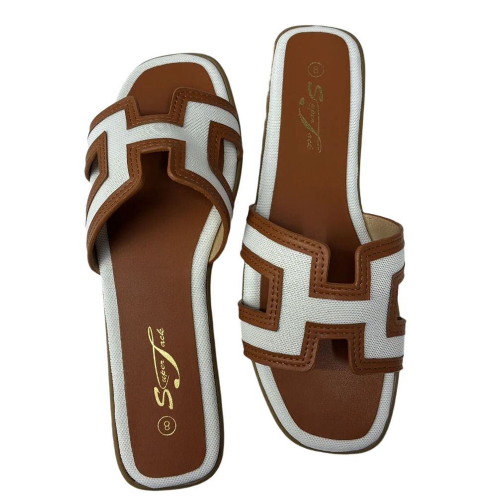SuperJack White/Brown Sandal – Style SJ2501 - Beauty Exchange Beauty Supply