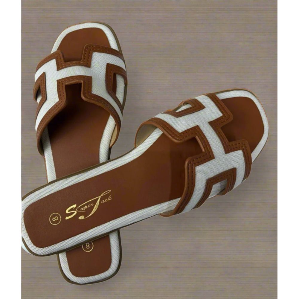 SuperJack White/Brown Sandal – Style SJ2501 - Beauty Exchange Beauty Supply