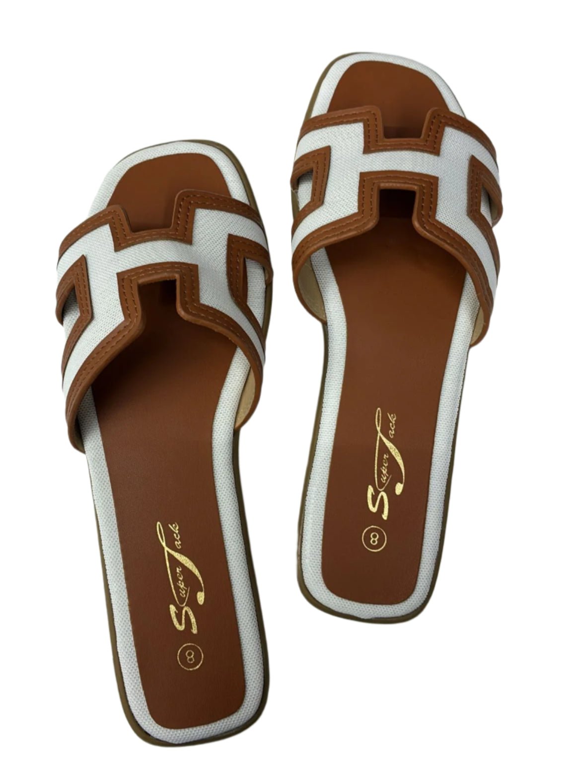 SuperJack White/Brown Sandal – Style SJ2501 - Beauty Exchange Beauty Supply