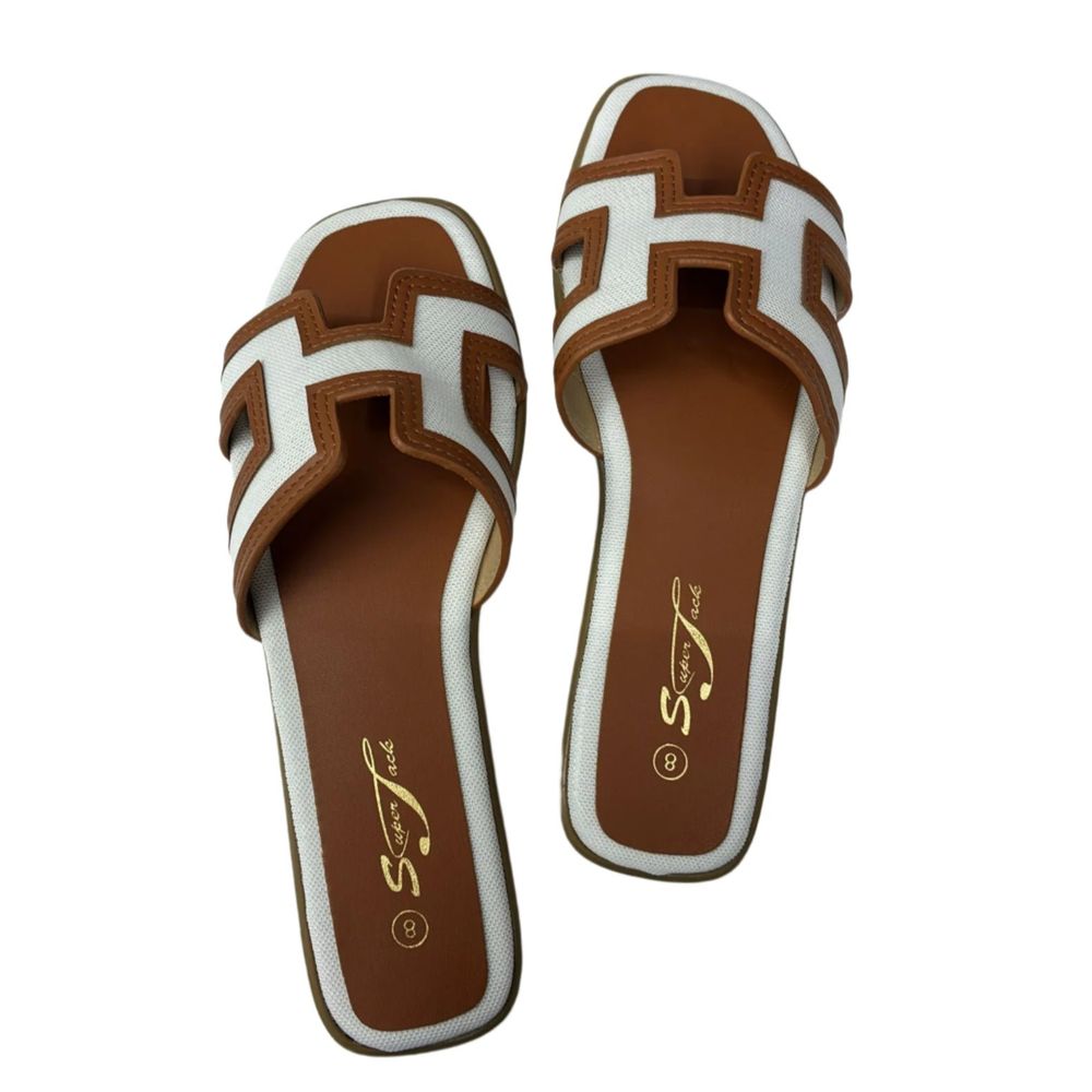 SuperJack White/Brown Sandal – Style SJ2501 - Beauty Exchange Beauty Supply