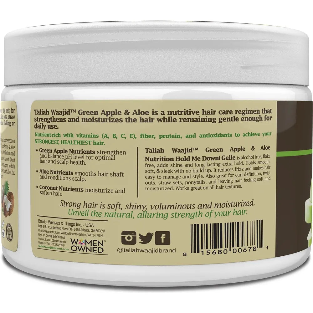 Taliah Waajid Green Apple & Aloe Nutrition Hold Me Down! Gelle – 12 oz - Beauty Exchange Beauty Supply