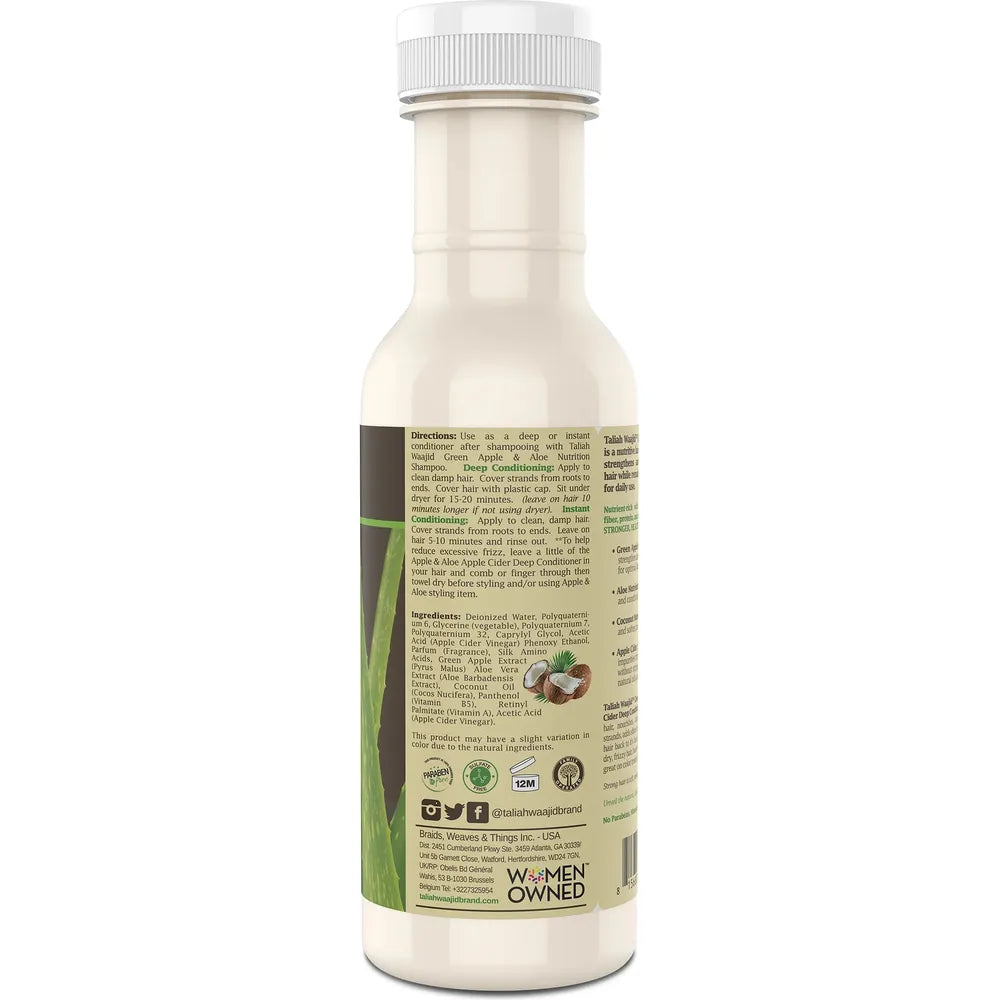 Taliah Waajid Green Apple Aloe with Coconut Nutrition Apple Cider Deep Conditioner | Curl Conditioner Vitamins, Protein Formula | Softer, Smoother Hair Treatment for Thick Curly Hair - 12oz - Beauty Exchange Beauty Supply