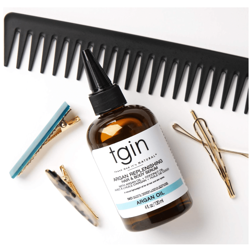 tgin Argan Replenishing Hair & Body Serum – 4 oz | Lightweight Moisture & Shine for Hair and Skin - Beauty Exchange Beauty Supply