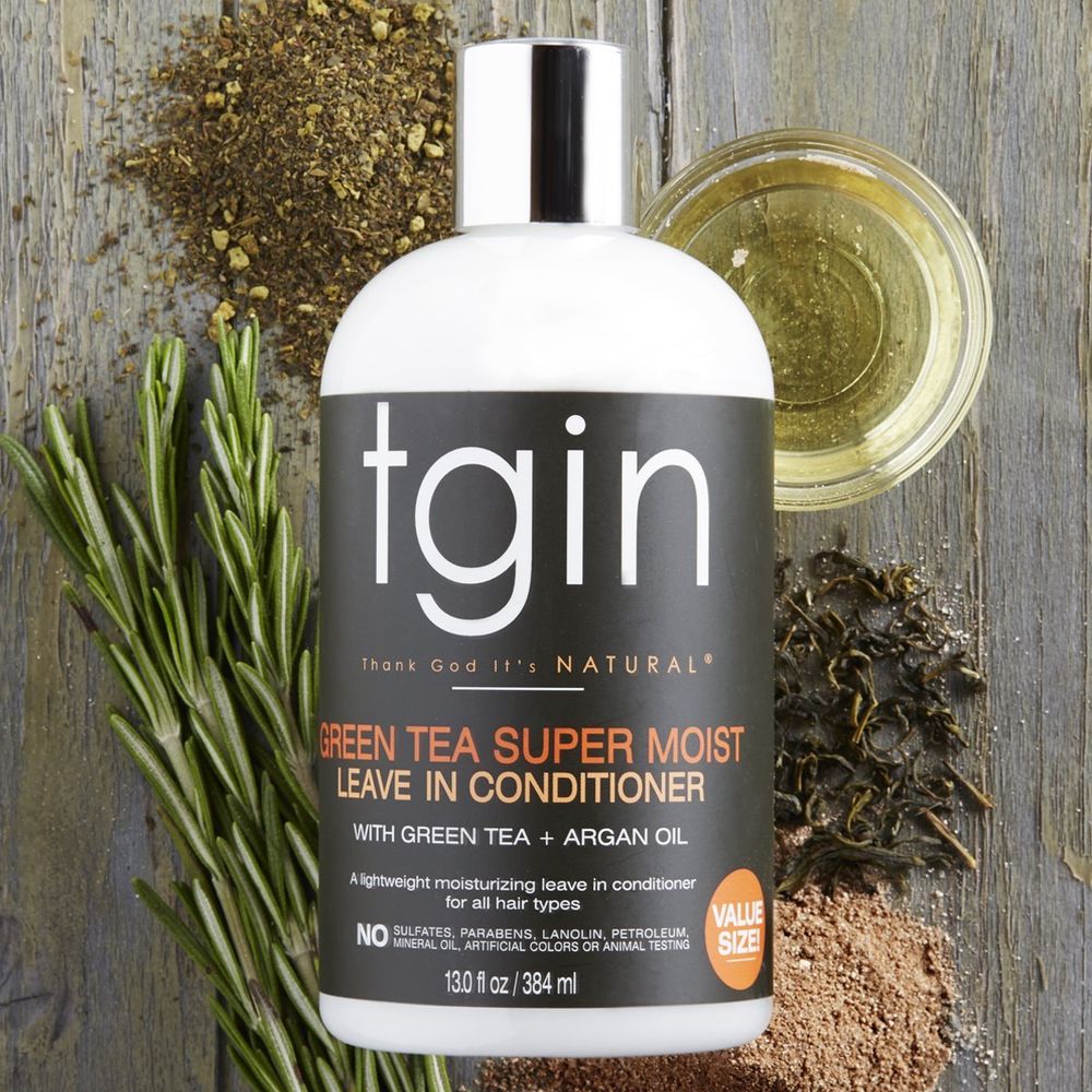 tgin Green Tea Super Moist Leave in Conditioner for Curly, Coily and Wavy Hair, with Argan Oil, Shea Butter and Green Tea, Moisturizes and Nourishes Dry Hair, 13 oz - Beauty Exchange Beauty Supply
