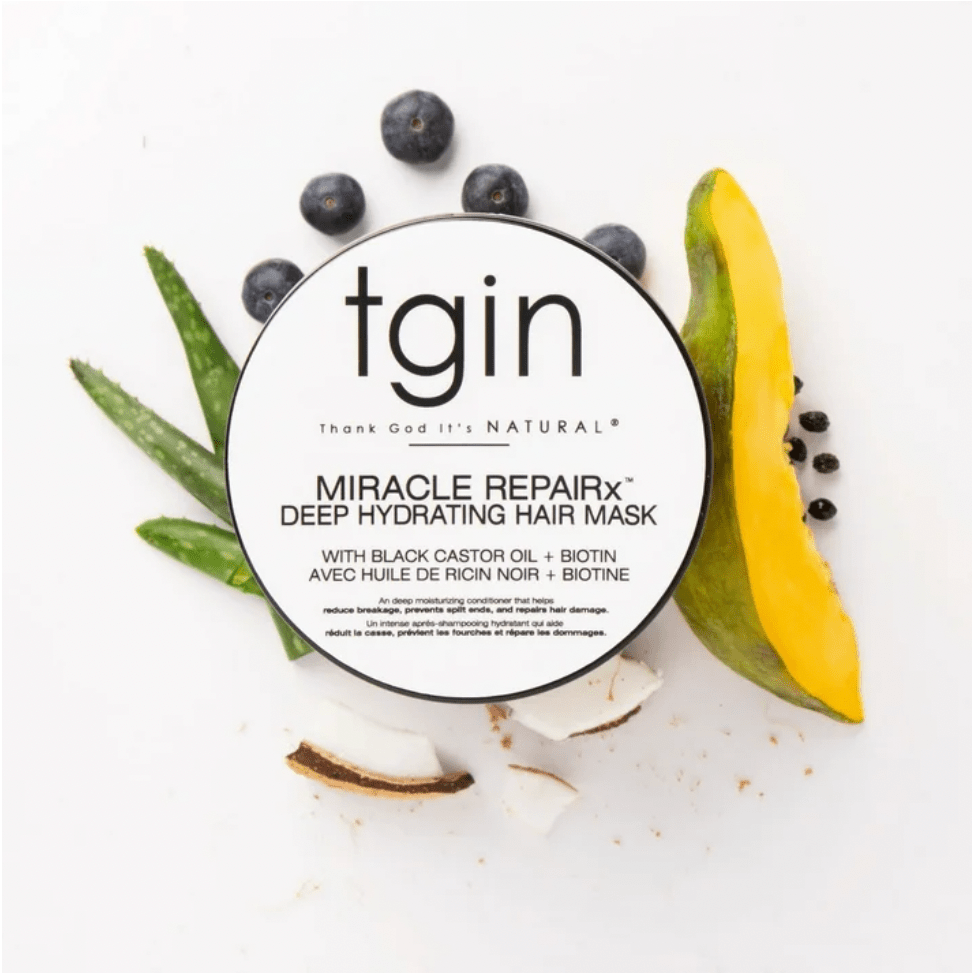 tgin Miracle RepaiRx Deep Hydrating Hair Mask for Curly, Coily and Wavy Hair, with Biotin and Black Castor Oil, Deep Moisture and Repair for Damaged, Color - Treated Hair, 12 oz - Beauty Exchange Beauty Supply