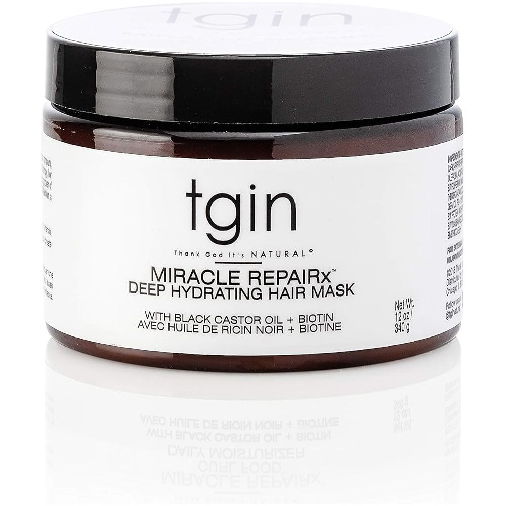 tgin Miracle RepaiRx Deep Hydrating Hair Mask for Curly, Coily and Wavy Hair, with Biotin and Black Castor Oil, Deep Moisture and Repair for Damaged, Color - Treated Hair, 12 oz - Beauty Exchange Beauty Supply