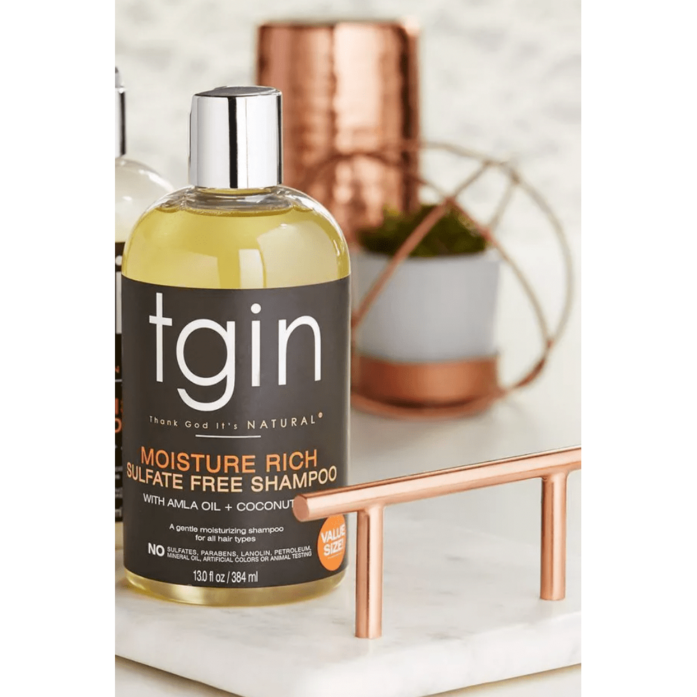 TGIN Moisture Rich Sulfate - Free Shampoo – 13 oz | Amla & Coconut Oil for Curly, Coily, and Wavy Hair - Beauty Exchange Beauty Supply