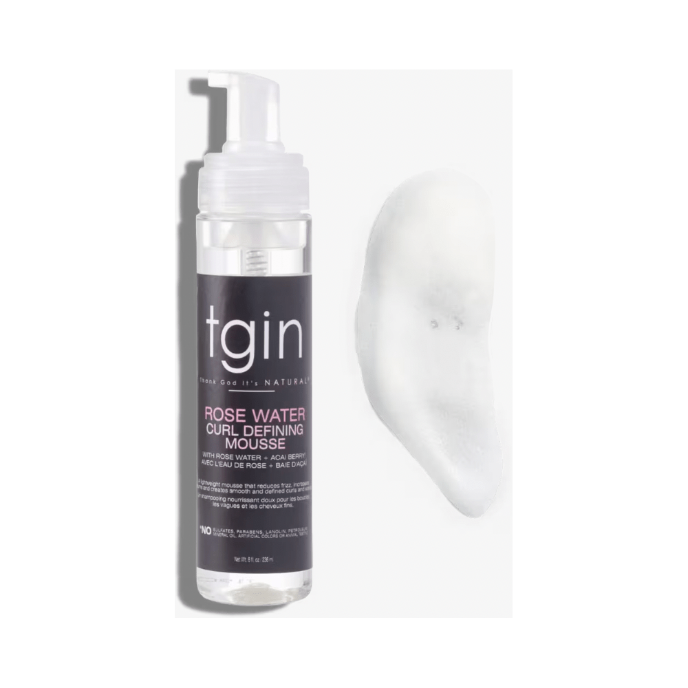 tgin Rose Water Defining Mousse for Curly, Coily and Wavy Hair, Moisturizes and Defines Curls, 8 fl oz - Beauty Exchange Beauty Supply