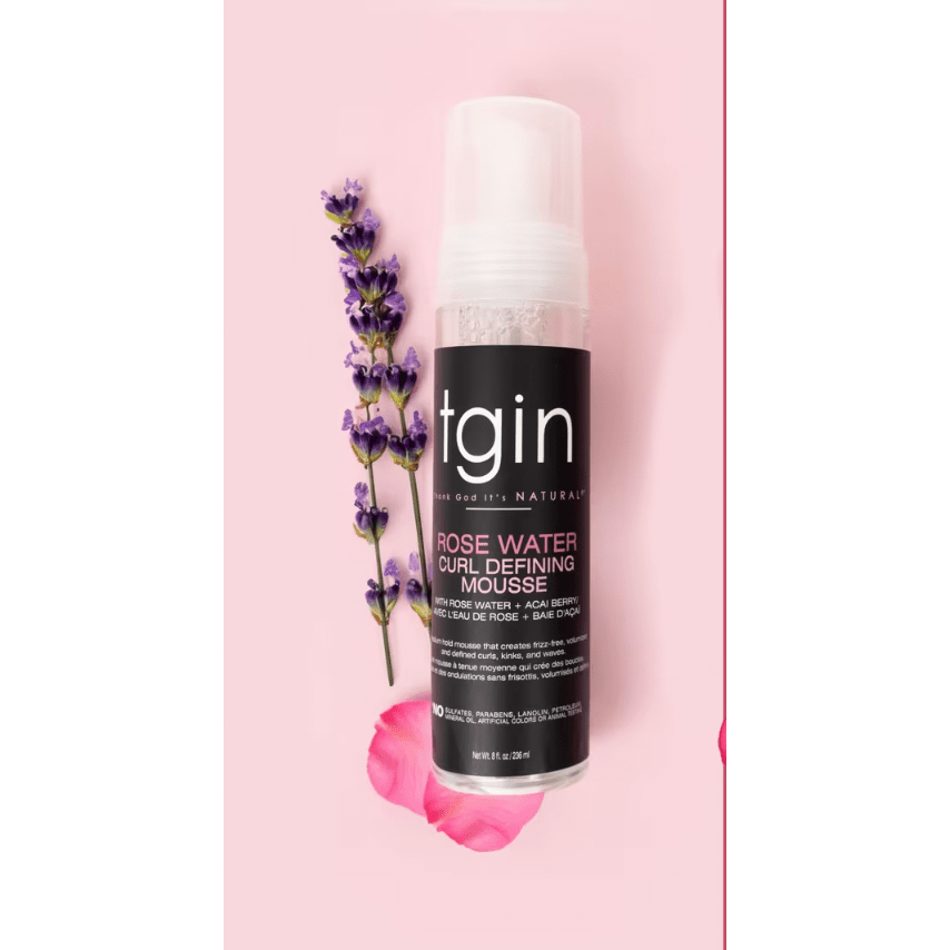 tgin Rose Water Defining Mousse for Curly, Coily and Wavy Hair, Moisturizes and Defines Curls, 8 fl oz - Beauty Exchange Beauty Supply