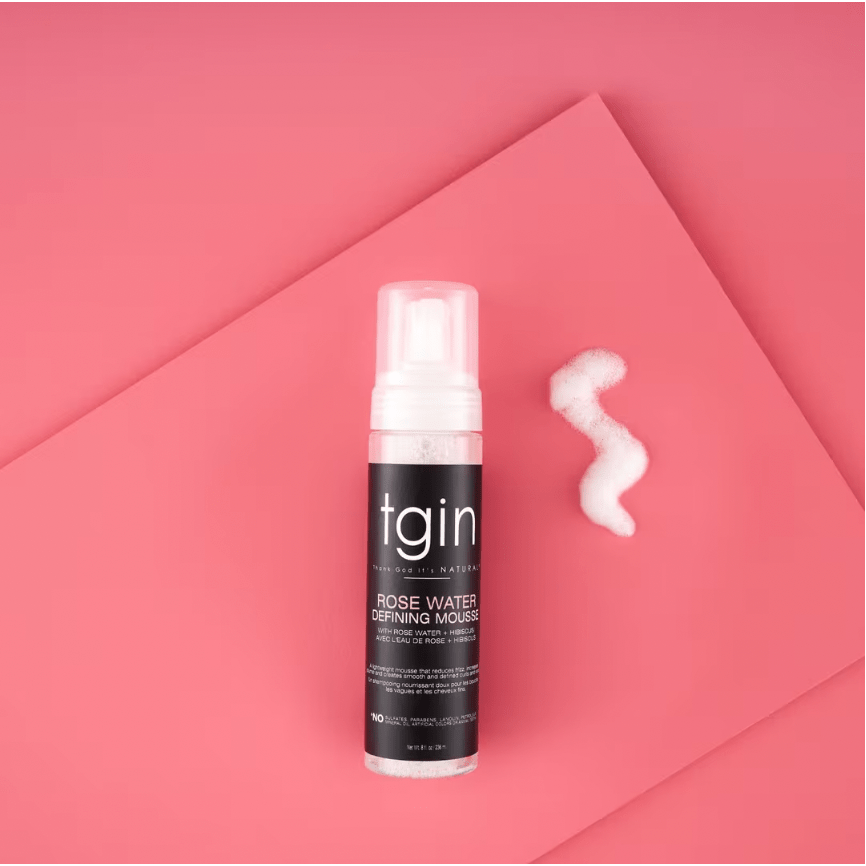 tgin Rose Water Defining Mousse for Curly, Coily and Wavy Hair, Moisturizes and Defines Curls, 8 fl oz - Beauty Exchange Beauty Supply