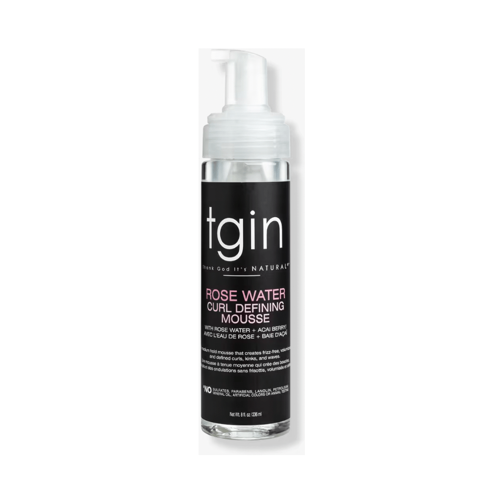 tgin Rose Water Defining Mousse for Curly, Coily and Wavy Hair, Moisturizes and Defines Curls, 8 fl oz - Beauty Exchange Beauty Supply
