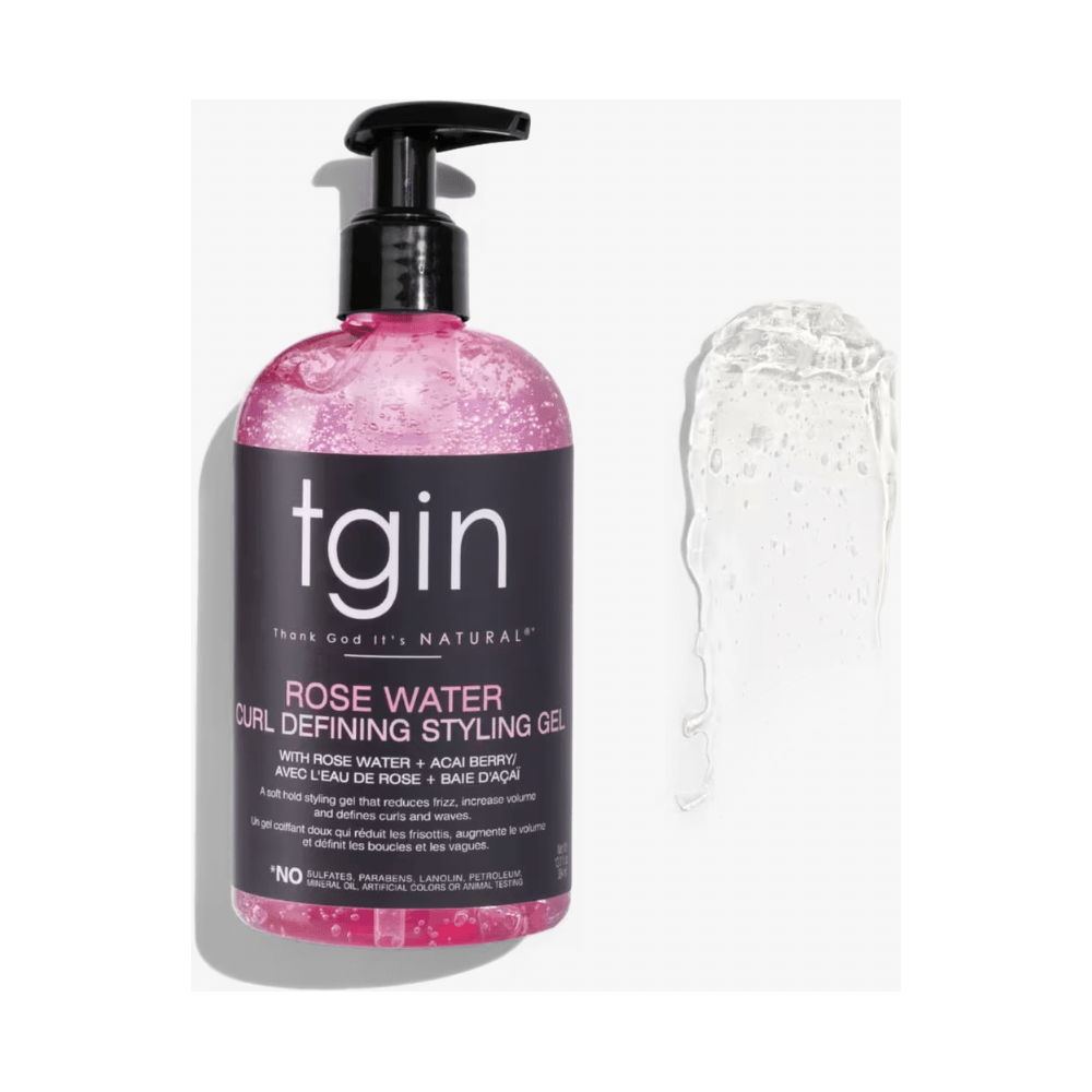 tgin Rose Water Defining Styling Gel for Curly, Coily and Wavy Hair, Reduce Frizz, Light Hold, Moisturizes and Defines Curls, 13 oz - Beauty Exchange Beauty Supply