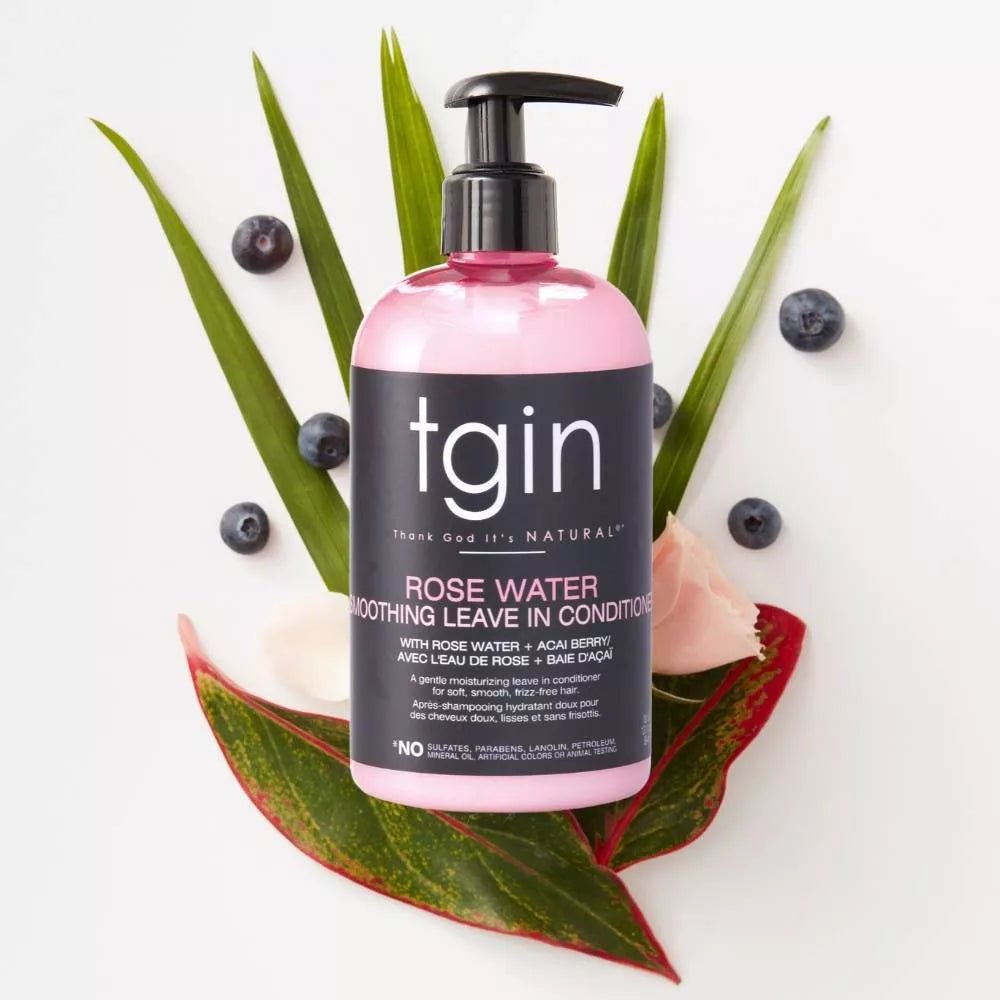 TGIN Rose Water Smoothing Leave - In Conditioner – 13 oz | Lightweight Moisture & Frizz Control for Curly, Coily, and Wavy Hair - Beauty Exchange Beauty Supply