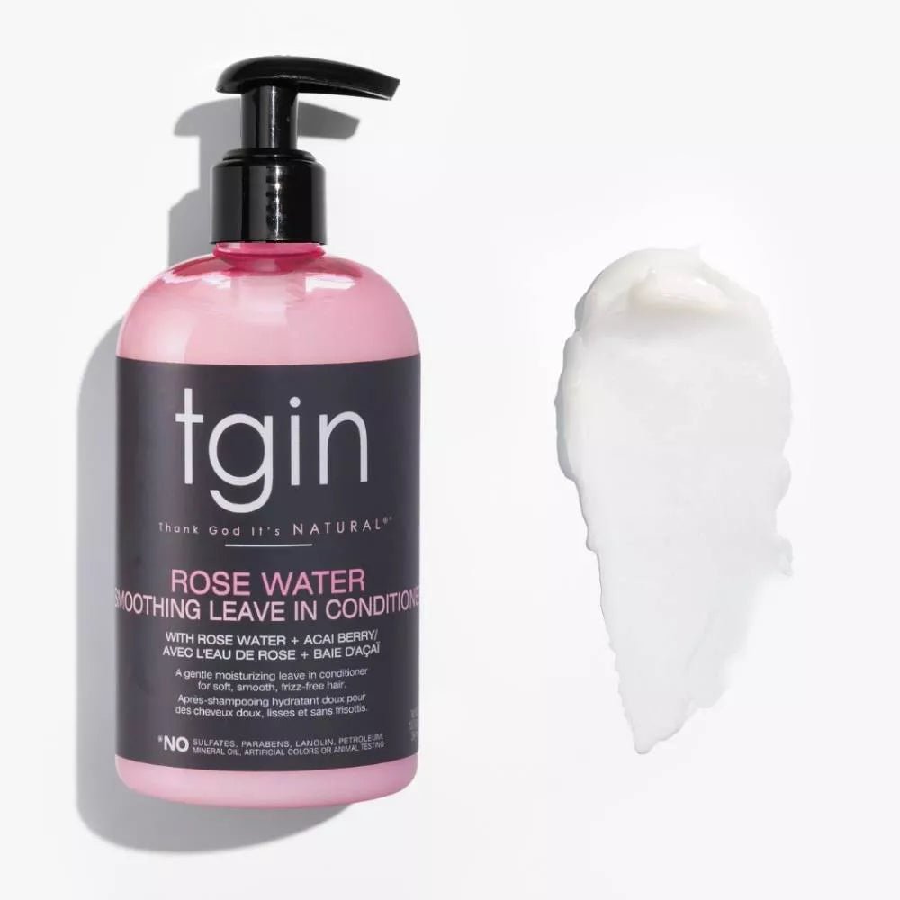 TGIN Rose Water Smoothing Leave - In Conditioner – 13 oz | Lightweight Moisture & Frizz Control for Curly, Coily, and Wavy Hair - Beauty Exchange Beauty Supply