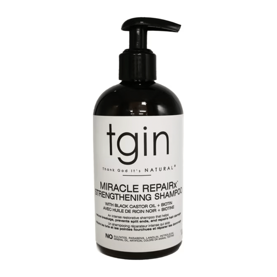 Thank God It's Natural tgin Miracle RepaiRx Strengthening Shampoo for Curly, Coily and Wavy Hair, with Black Castor Oil and Biotin, Repairs, Protects, and Restores Damaged Hair, 13 oz - Beauty Exchange Beauty Supply