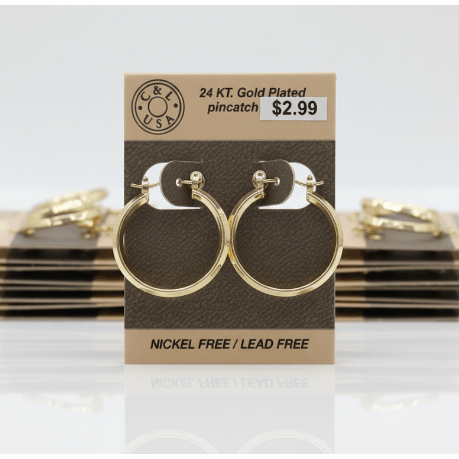 The C&L Fashion Jewelry Pincatch Earrings - Gold - Beauty Exchange Beauty Supply
