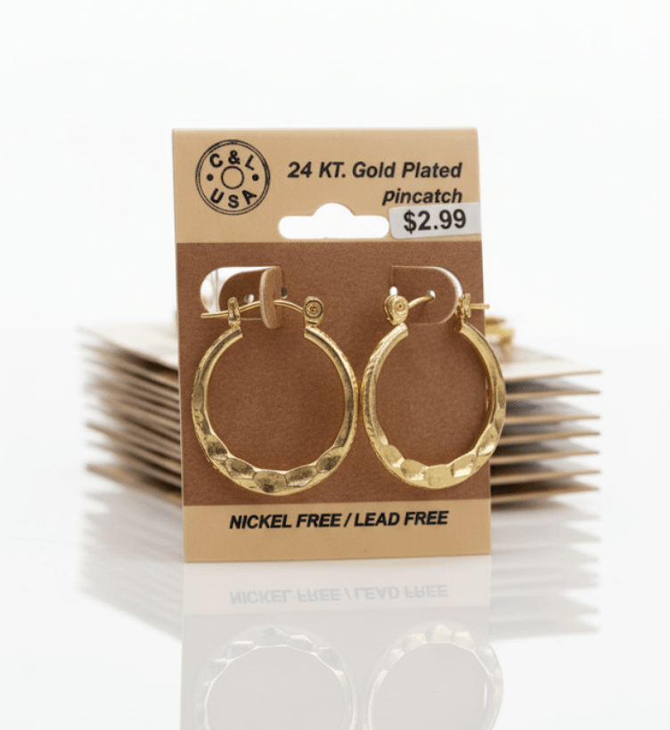 The C&L Fashion Jewelry Pincatch Earrings - Gold - Beauty Exchange Beauty Supply