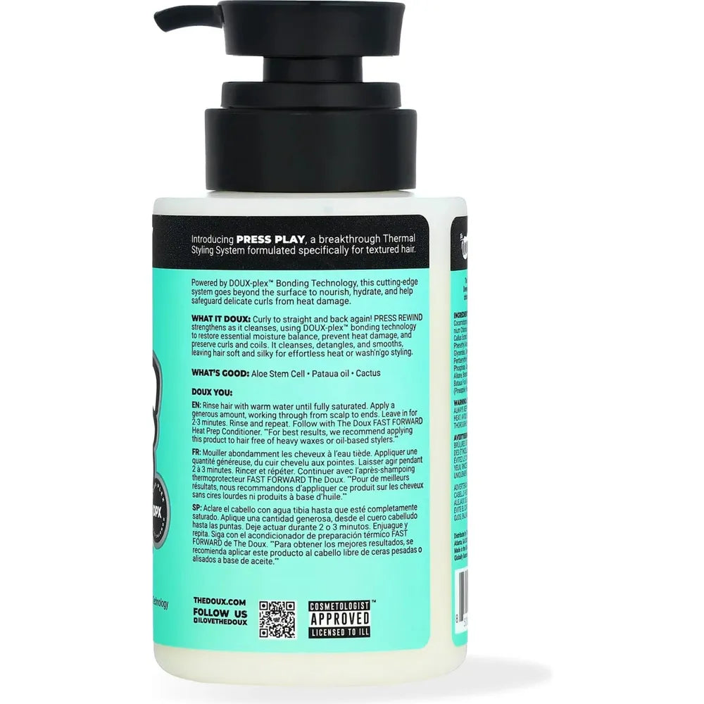 The Doux - (2 Variants) Press Rewind Curl Retention Shampoo + Fast Forward Heat Prep Conditioner โ 8 oz | Protect. Prep. Style With Confidence. - Beauty Exchange Beauty Supply