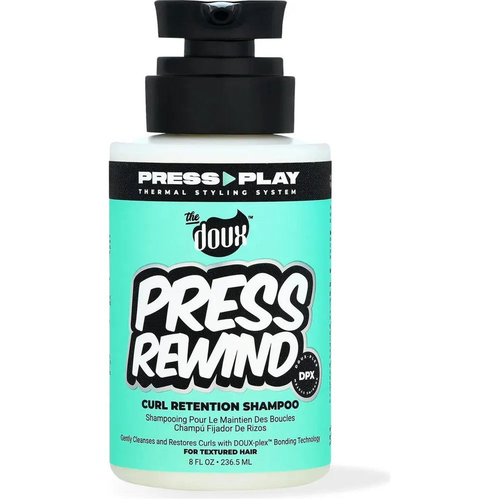 The Doux - (2 Variants) Press Rewind Curl Retention Shampoo + Fast Forward Heat Prep Conditioner – 8 oz | Protect. Prep. Style With Confidence. - Beauty Exchange Beauty Supply