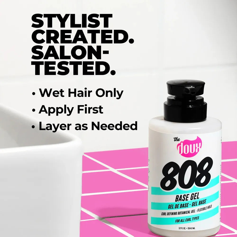 The Doux 808 Base Botanical Curl Activating Hair Gel – 12 fl oz Define • Activate • Moisturize with No Flakes or Crunch - Beauty Exchange Beauty Supply