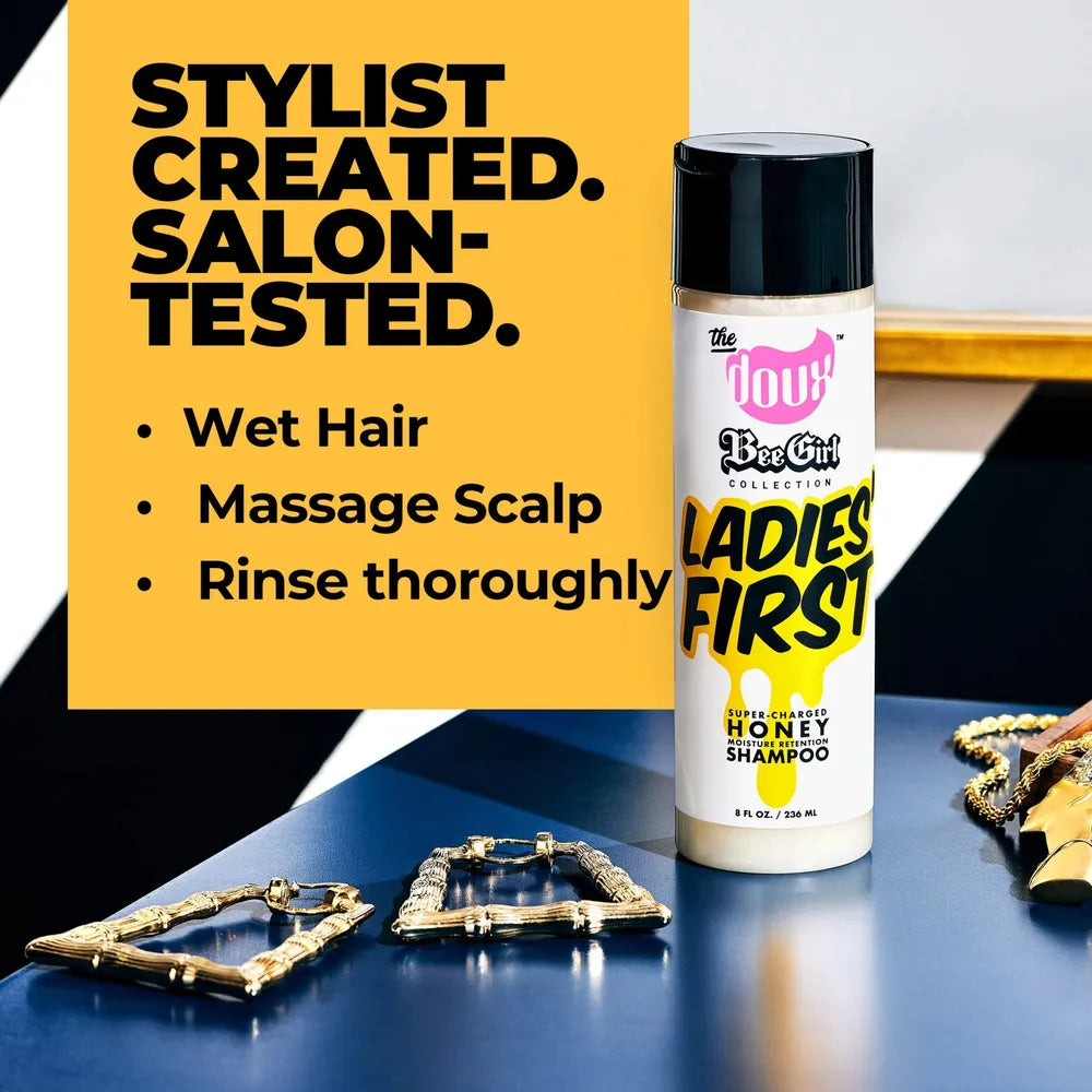 The Doux Bee Girl Ladies First Honey Shampoo | Moisturizing Shampoo with Honey – Cleanse, Soften, Nourish – 8 oz - Beauty Exchange Beauty Supply