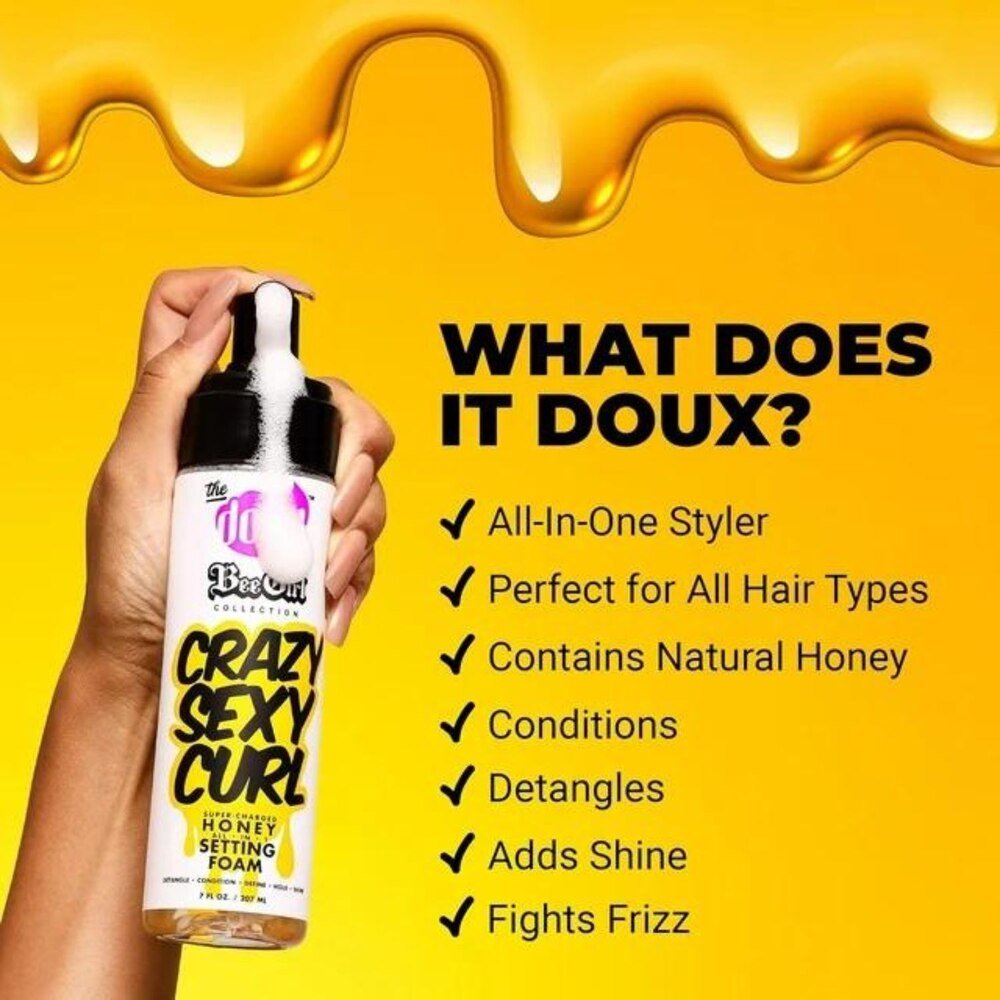 The Doux Bee Girl Super - Charged Honey Setting Foam | Lightweight Foam for Moisture, Hold & Definition โ All Hair Types โ 3.4 oz - Beauty Exchange Beauty Supply