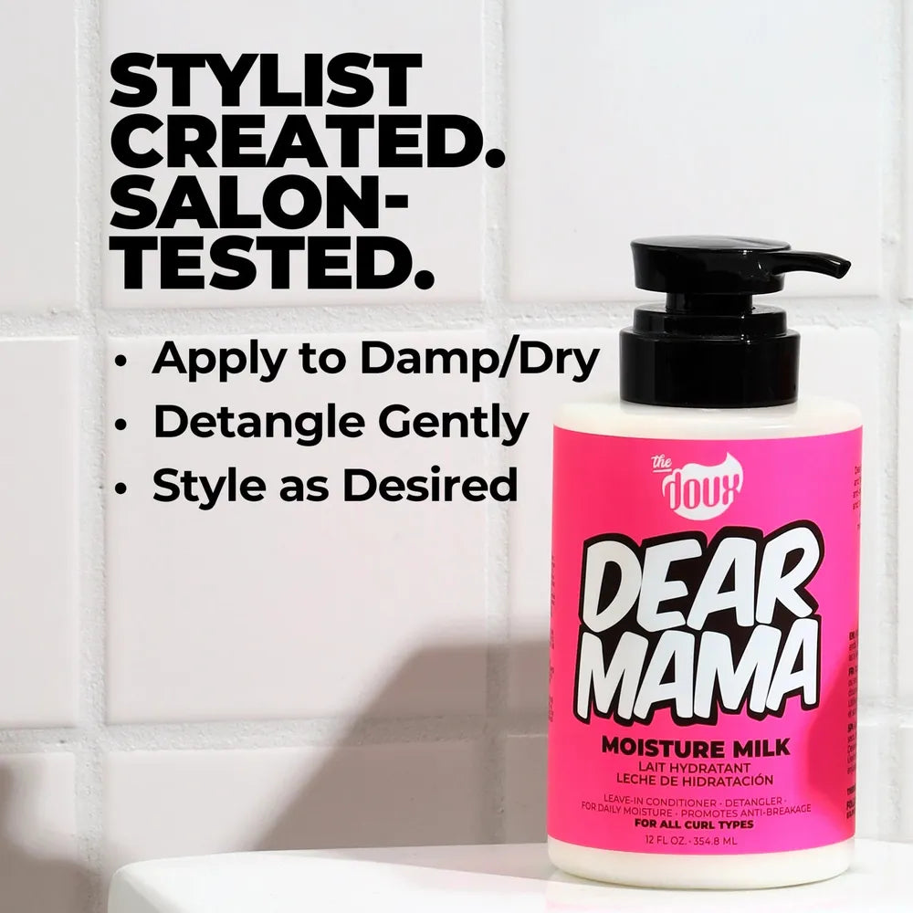 The Doux Dear Mama Moisture Milk Leave - In Conditioner – 12 fl oz Nourish • Soften • Detangle with Rich Moisture for All Curl Types - Beauty Exchange Beauty Supply