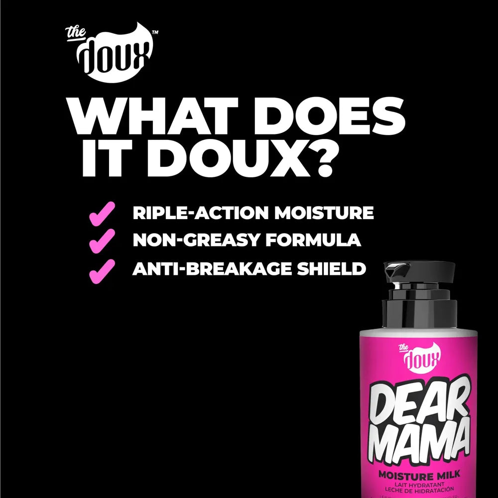 The Doux Dear Mama Moisture Milk Leave - In Conditioner – 12 fl oz Nourish • Soften • Detangle with Rich Moisture for All Curl Types - Beauty Exchange Beauty Supply