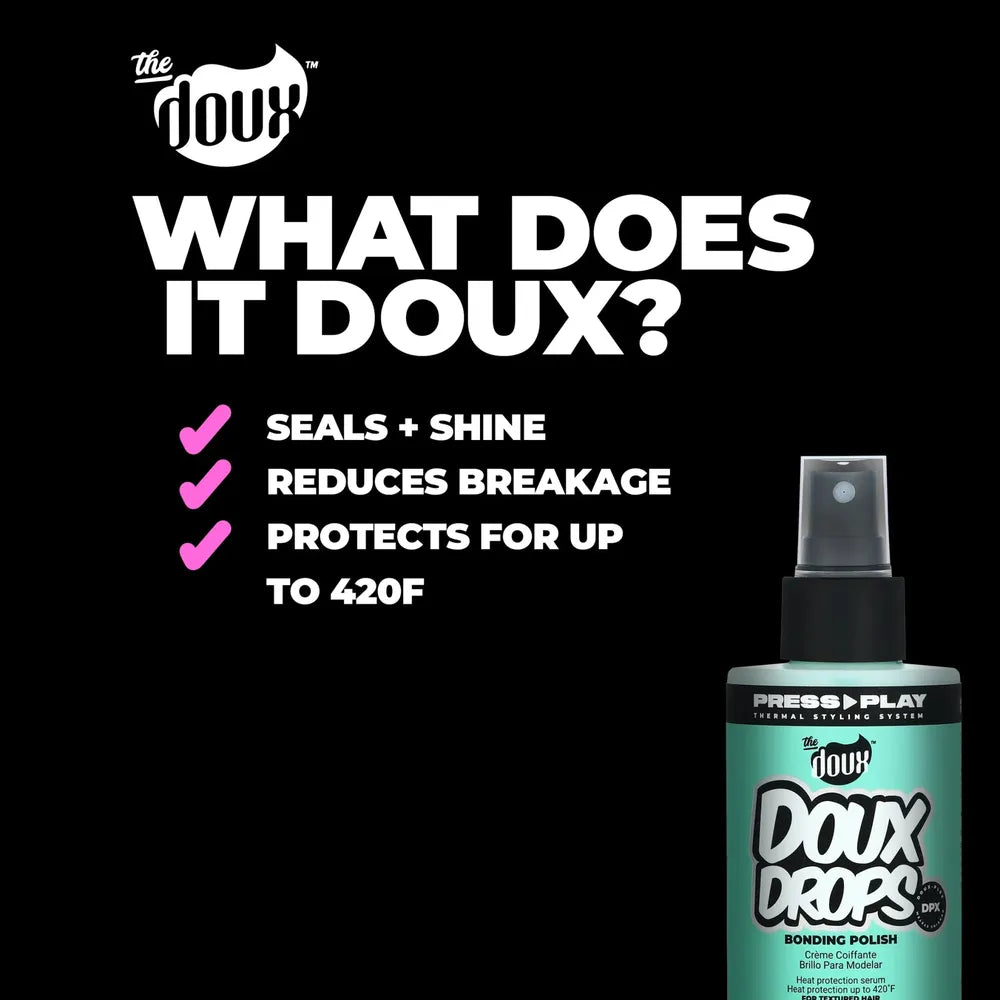 The Doux Drops Bonding Anti - Frizz Treatment Polish | Frizz Fighter • Bond Builder • High - Shine Finish – 4 fl oz - Beauty Exchange Beauty Supply