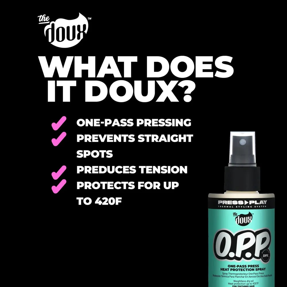 The Doux One - Pass Press Heat Protectant Hair Spray | Thermal Shield โข Sleek Finish โข One Pass Is All You Need โ 4 fl oz - Beauty Exchange Beauty Supply