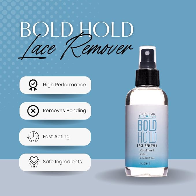 The Hair Diagram - Bold Hold Lace Remover | Bond Release Spray | Residue Removal Solution For Wigs - Extensions - Hair Systems | Tape & Lace Glue Remover | NO Harsh Solvents - Dyes - Harmful Fumes | 4oz - Beauty Exchange Beauty Supply