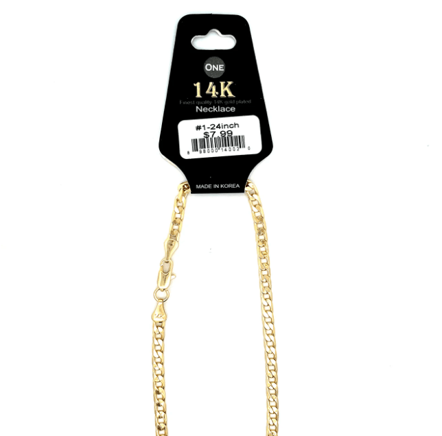 The One Jewelry 14K Chain Flat Cuban Necklace - Gold - Beauty Exchange Beauty Supply