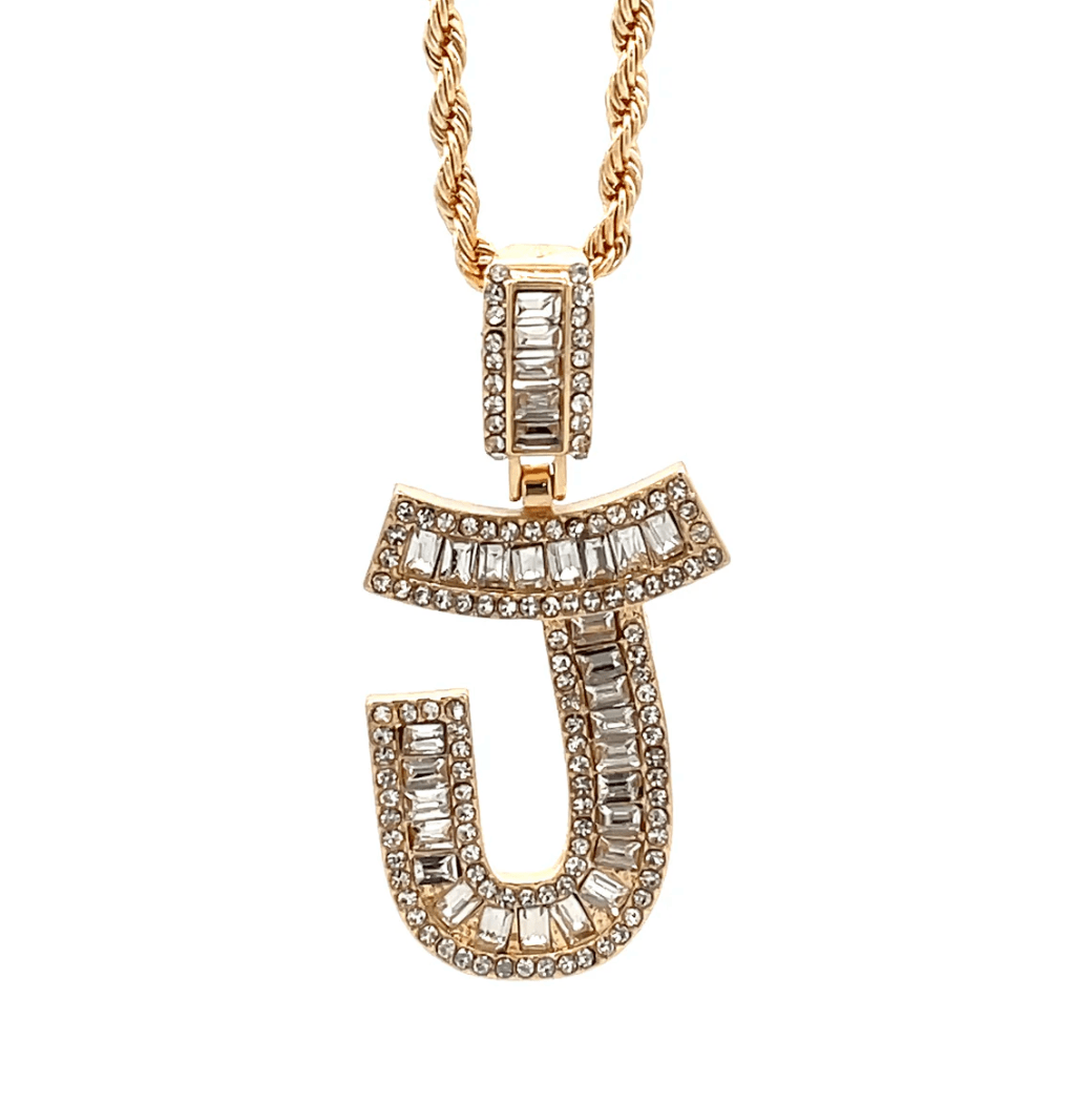 The One Jewelry Baguette Initial Necklace - Letter Pendant - Beauty Exchange Beauty Supply