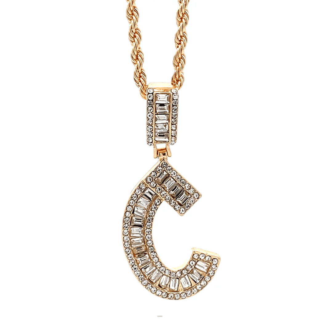 The One Jewelry Baguette Initial Necklace - Letter Pendant - Beauty Exchange Beauty Supply