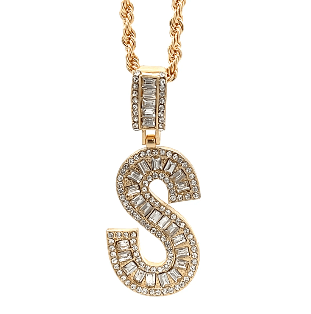 The One Jewelry Baguette Initial Necklace - Letter Pendant - Beauty Exchange Beauty Supply