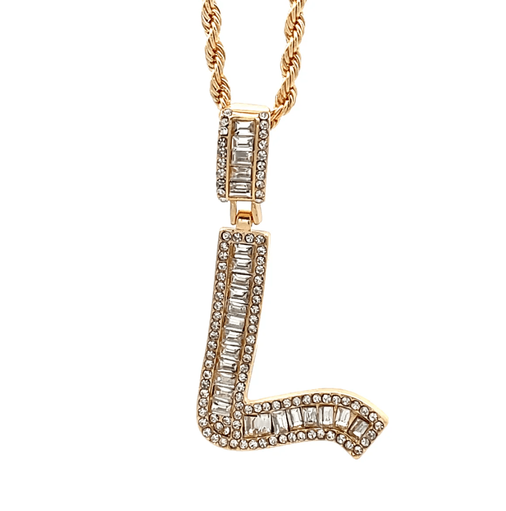 The One Jewelry Baguette Initial Necklace - Letter Pendant - Beauty Exchange Beauty Supply