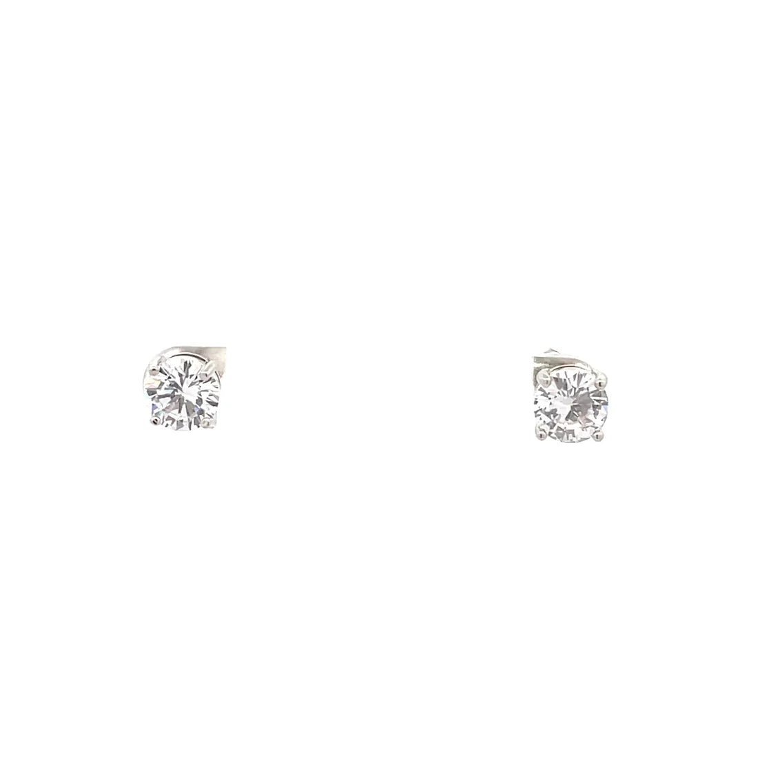 The One Jewelry Basket Setting CZ Stud Round Earrings - Beauty Exchange Beauty Supply